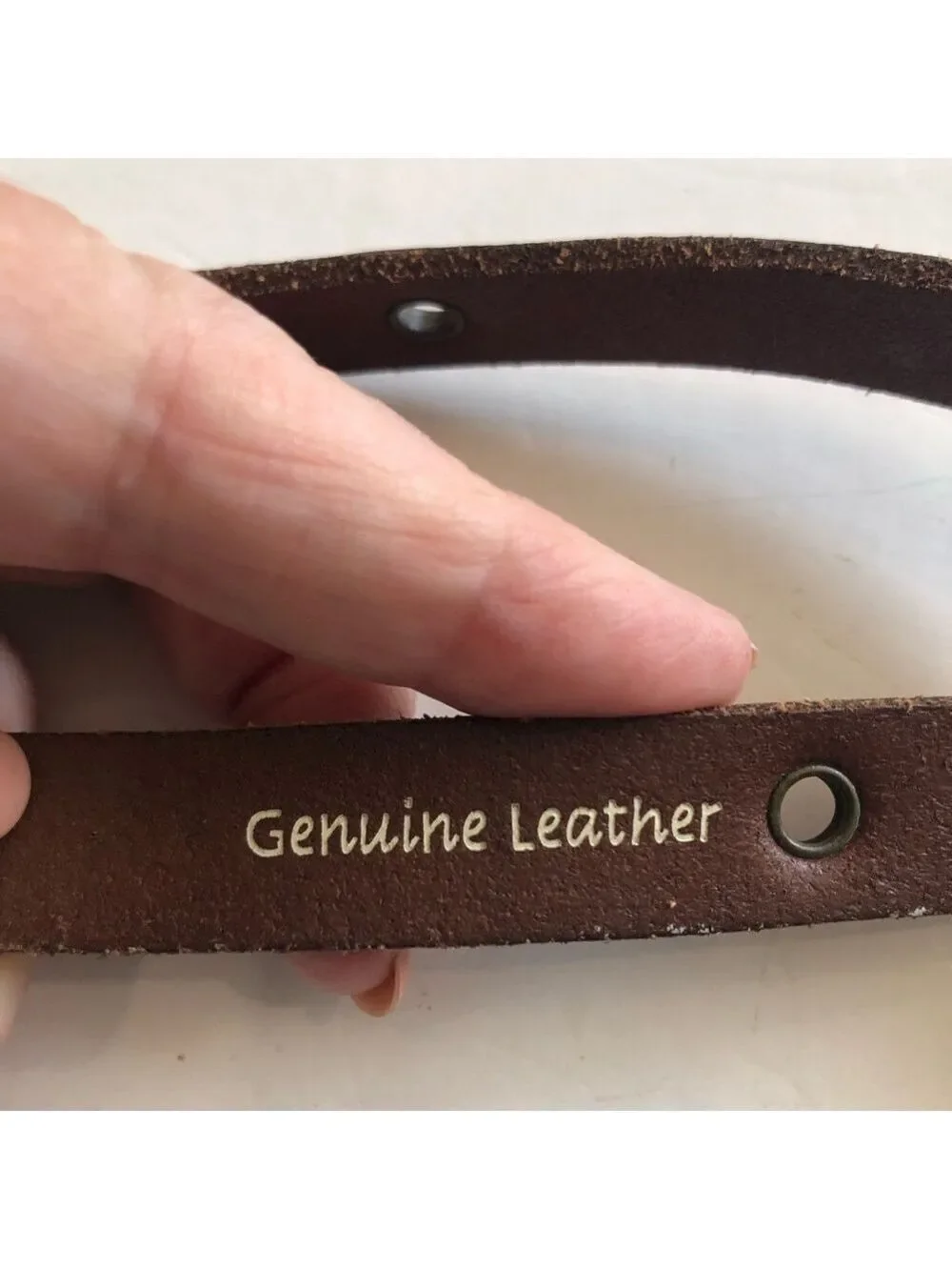 Fossil Size S vintage brown leather belt. Double strap ring closure studded